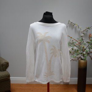 BOATNECK TEE WITH PALM IMAGE FRONT XL OFF WHITE